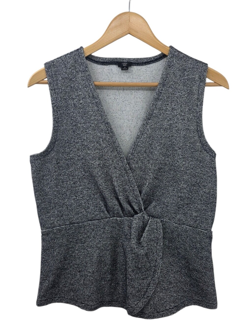 J. Crew 365 Black And White Textured V-neck Blouce Sleeveless Top Women's Small